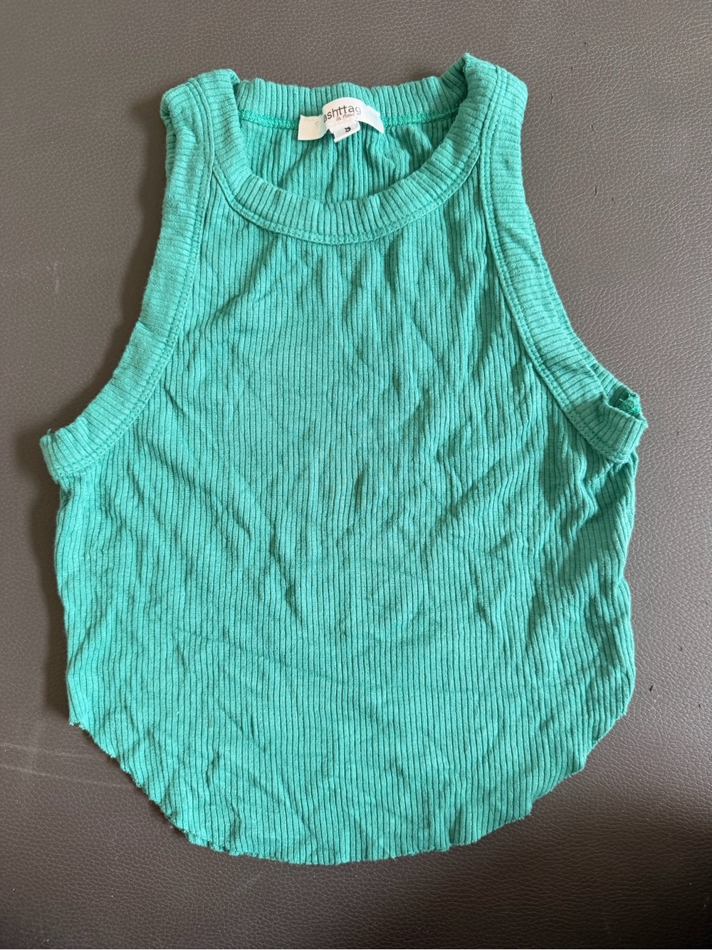 Ribbed Mint Green Cropped Tank Top — Casual Sleeveless Knit